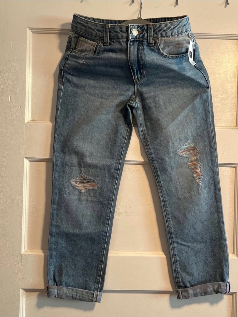 GAP Girls Medium Blue Distressed Cuffed Jeans